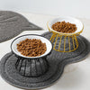 Cat Lift Bowl With Metal Stand Pet Ceramic Food Snacks Feeding Elevated