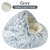 Winter Long Plush Pet Cat Bed Round Cat Cushion Cat House 2 In 1 Warm