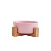 Ceramic Dog Bowl Cat Food Water Bowls with Wood Stand