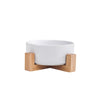 Ceramic Dog Bowl Cat Food Water Bowls with Wood Stand