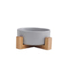 Ceramic Dog Bowl Cat Food Water Bowls with Wood Stand