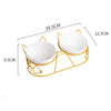 Cat Double Bowl Cute High-Leg Ceramic Oblique Mouth Protect