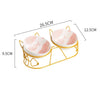 Cat Double Bowl Cute High-Leg Ceramic Oblique Mouth Protect