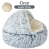 Winter Long Plush Pet Cat Bed Round Cat Cushion Cat House 2 In 1 Warm