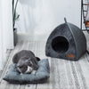 Plush Foldable Dog Cat Bed Non-slip Pet Kennel Gray Kitten House Indoor