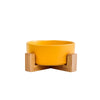 Ceramic Dog Bowl Cat Food Water Bowls with Wood Stand