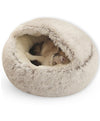 Winter Long Plush Pet Cat Bed Round Cat Cushion Cat House 2 In 1 Warm