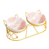 Cat Double Bowl Cute High-Leg Ceramic Oblique Mouth Protect